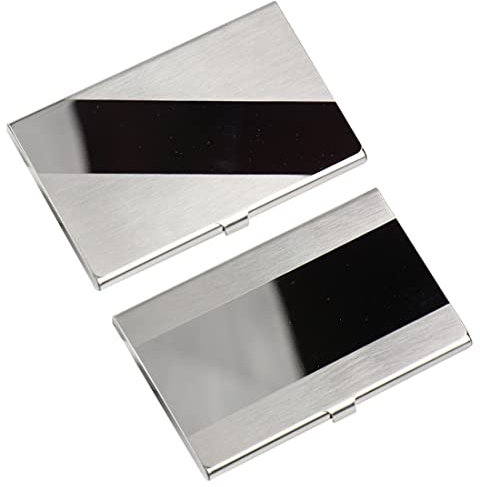 YATEICBC 2pcs porte-cartes de visite porte-cartes de crédit en acier inoxydable, poche en métal de protection professionnelle pour carte de crédit hommes femmes