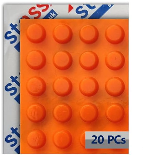 Lot de 20 pieds en caoutchouc orange, 8 mm x 3 mm, autocollants pour malvoyants, boutons de four, boutons de téléphone, cadrans de micro-ondes, télécommande TV, serrure à clé de porte, prises et