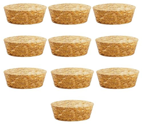 Lot de 10 bouchons en liège coniques en bois réutilisables pour bar à bouteille, loisirs créatifs, accessoires de cuisine (48 x 44 x 20 mm)