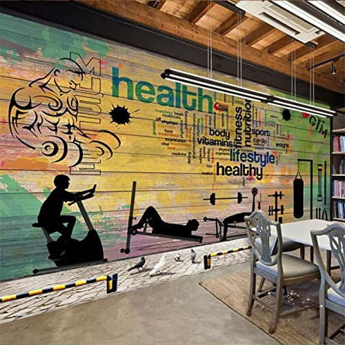 Vlies Tapeten Wandtapete Fitness und Graffiti Größe:W250CMxH175CM 3D Wandbild Tapete Vlies Tapete Wandtapete Tapete Wohnzimmer Wanddekoration Fototapete 3D Tapete Effekt Wandbild