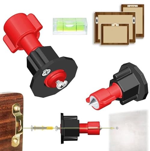 ANFU Keyhole Marker, Keyhole Slot Marking Tool, Picture Mounting Tool, Mounting Tools kit for Pictures (Red, 2 Pack)