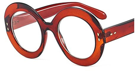Brillengestell im Vintage-Stil for Damen, oval, modisch, übergroß, transparent, orange, dekorative Brille, klare Linse (Color : Tea)