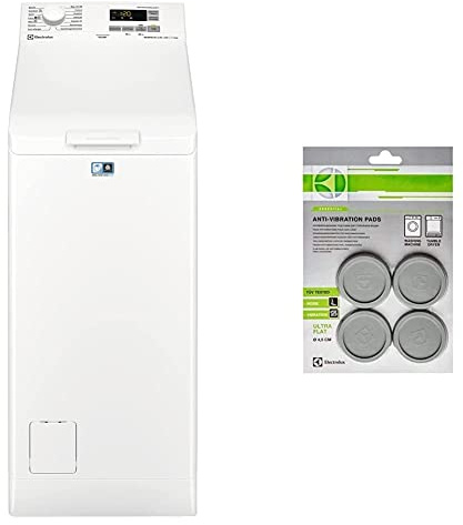 Electrolux EW6T562L Lavatrice Perfect Care 600 a carica dall'alto, 6 kg, tecnologia SensiCare [Classe di efficienza energetica D] & E4WHPA02 Piedini Antivibrazione Universali per Lavatrice, Grigio