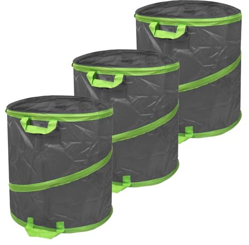 Schramm® 3 Stück Pop-Up Gartensäcke wählbar 85, 160 oder 280 Liter dunkelgrau sehr stabiles Polyester selbst aufstellend Gartensäcke Pop UP Garten Sack Säcke Big Bag, Größe:3 x 85 Liter