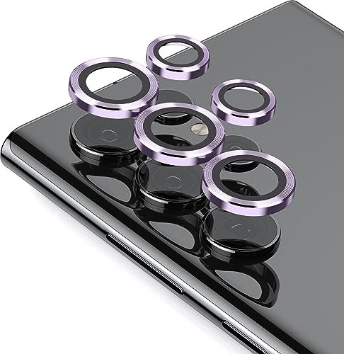 JEHOO 5+5 Pieces Camera Lens Protector for Samsung Galaxy S23 Ultra, 2 Packs Individual Lens Protectors, [Military Protection][Precise Positioning][Easy Installation][Scratch Resistant](Purple)