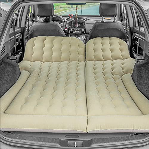 awolsrgiop Auto Matratze, 170 x 120 cm SUV Matratze Auto Luftmatratzen für Reisen Camping Outdoor Aktivitäten, Abziehbar Aufblasbare Matratze mit 2 Kissen und Pumpe, Beige