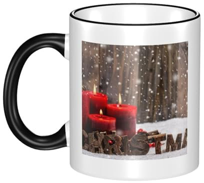 Personalisierte rote Weihnachtskerzen-Kaffeetasse - bunte Tasse, perfekt für Zuhause, Büro und Esszimmer