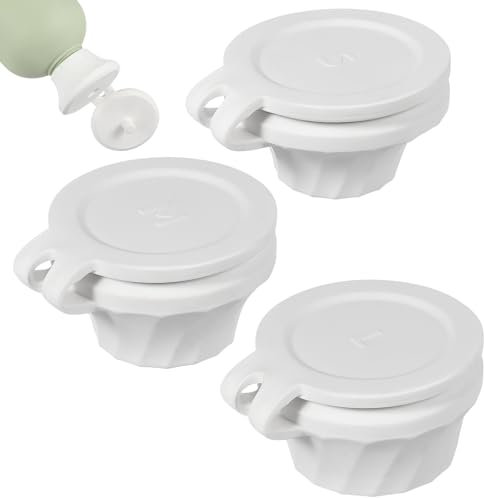 NOLITOY 3pcs Bottle Emptying Kit Cap, 3 Size Reusable Leak-Proof Caps Clamshell Bottle Covers for Soap Shampoo Lotion Dispenser Bathroom
