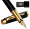 Zalantan Fountain Pen, luxury pens, Fine point smooth writing pens for journaling fancy pens with Gift Case 10 black ink cartridges an ink converte nice pens metal pen writer gifts (Matte Black)