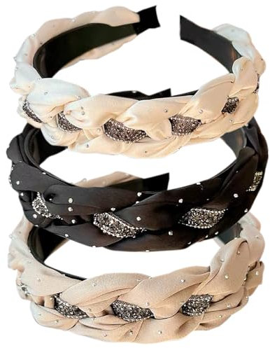 HUANMAYE 3PCS Stirnbänder für Frauen Haare Boho Wrap Tie Mode Haarbänder Elastische Twist Haartuch Hübsche Fliege Haarbänder Breite Alice Haarbänder für Frauen Uk und Mädchen (Dlack13D)