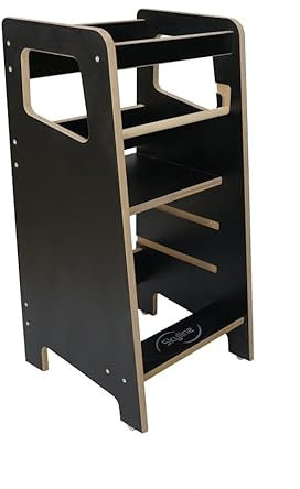 Skyline Tour d'apprentissage d'observation Enfant Montessori Pliable Chaise Réglable en Hauteur à partir de 1 an Learning Tower Meubles d'intérieur Chambre d'enfant Kitchen Helper Noir