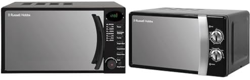 Russell Hobbs RHM1714B 17 Litre 700 W Black Digital Solo Microwave with 5 Power Levels, Digital Clock & RHMM701B 17 Litre 700 W Black Solo Manual Microwave with 5 Power Levels