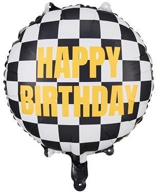 Folienballon Happy Birthday Racing Autorennen Ballon Geburtstag Junge Mädchen Erwachsene Deko & Geschenk zum Geburtstag Luftballon Gamer Spieler, 45cm