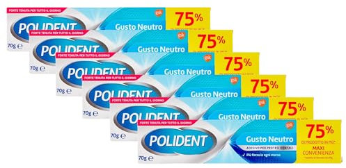 Adesivo Per Apparecchi Dentali, GUSTO NEUTRO. Più Forza In Ogni Morso. Forte Tenuta Per Tutto Il Giorno 70g (6 Confezioni)