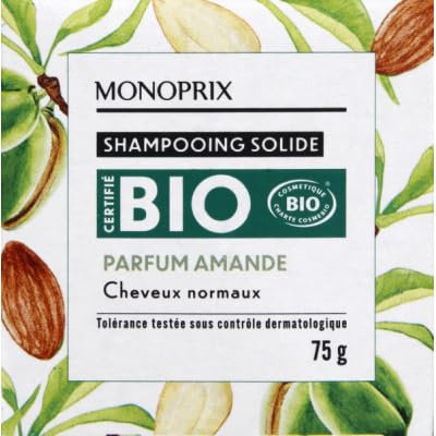 Monoprix Shampooing solide parfum amande cheveux normaux bio - Le shampooing de 75 g
