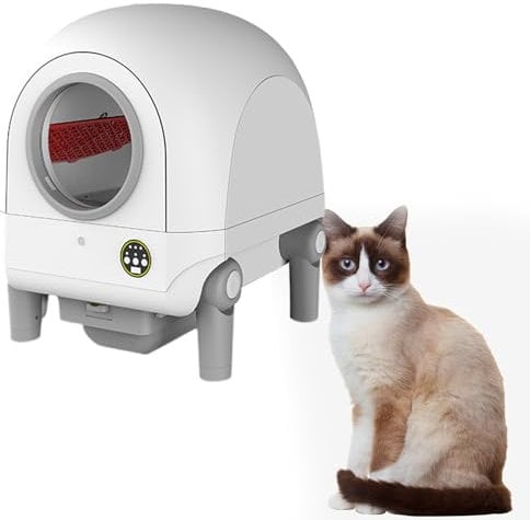 Smart Litter Box With 4 Foldable Foot,Robot Litter Box With Self Cleaning Function,Cat Litter Box Automatic Cleaning With Exhaust Pipe