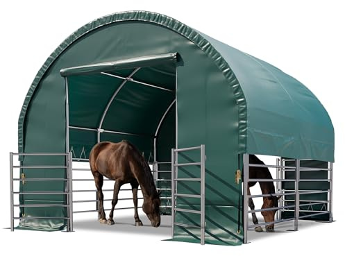 Weidezelt 4x4 m PVC Plane 2300 Newton Weidehütte Unterstand für Pferde - für Erduntergrund - grün