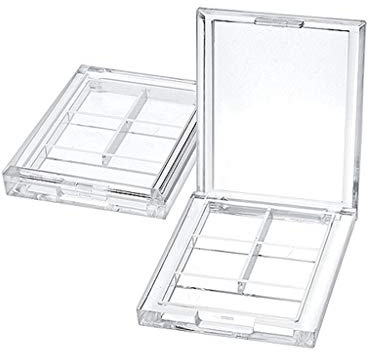 jojobasec Rechteckige Lidschatten-Pigmente, leere Behälter, Paletten, transparenter Kunststoff, 4 Fächer