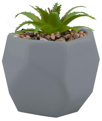 VFM - Artificial Plant Grey Indoor Potted Pot Plastic Small Succulents Faux Plants for Office Desk Bedroom Kitchen House Decoration - 12. 1cm Grey
