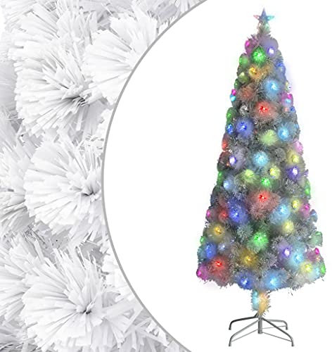 agnixnaf Albero Natale Preilluminato Bianco 210 cm in Fibra Ottica