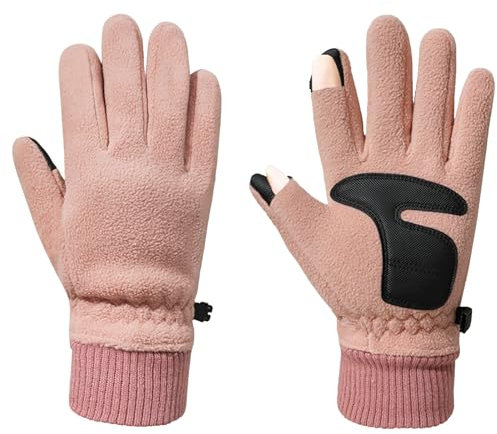 IQYU Accessori per capelli da sposa con perle e guanti caldi, guanti da ciclismo da donna, guanti freddi giapponesi (rosa, taglia unica)