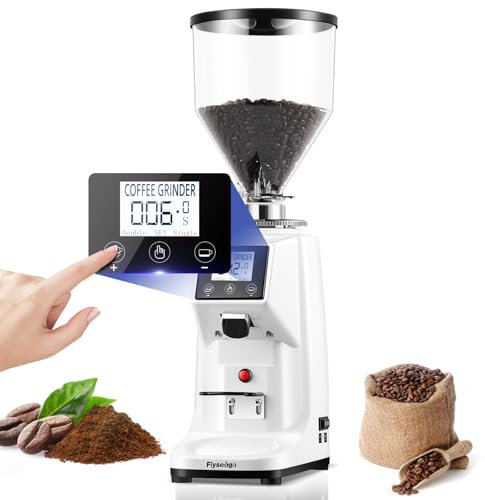 Electric Burr Coffee Grinder, 200W Coffee Bean Grinder with 19 Grind Setting, 500g Large Bean Hopper, 60mm Stainless Steel Flat Knife Grinding Disc, Smart Touch Control, for Espresso and Home Use