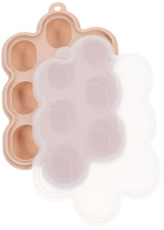 IWOWHERO Freezing Tray Ice Cube Mold with Lid Feeder Tray Breast Milk Freezer Tray Ice Cube Trays with Lid Breastmilk Molds Breastmilk Freezer Tray Ice Mould Beige