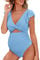 Happy Cherry Maillot de Bain 1 pièce de Maternité Cutout Self-Tie Back Grossesse Maillot de Bain Femmes Enceinte Maternité Swimwear Chic Bleu L