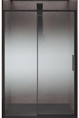 IMPALLI Duschkabine Höhe 200 cm ausziehbar 147-150 cm Duschkabine Nischendusche Schiebetür Magnetverschluss gehärtetes Glas 6 mm Farbverlauf Doppelclip Abschluss Schwarz Matt 150