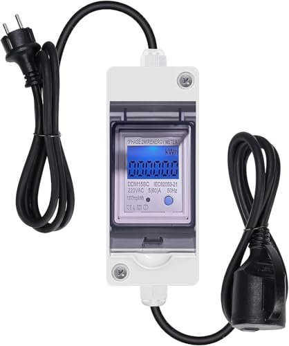 Medidor Digital Portátil de Electricidad 16A con enchufe EU, Contador de Consumo Eléctrico Portátil pantalla digital, 230V, impermeable IP65, portátil, ideal para autocaravanas, vehículos eléctricos