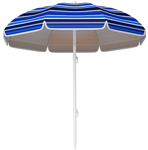 Outsunny Parasol de plage Ø 1,8 m, grand parasol inclinable, pliable, avec protection solaire UPF50+, légère sac de transport inclus, multicolore