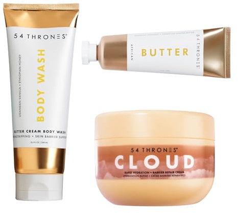 Anti-Ashy Bundle: Butter Cream Body Wash & Barrier Repair Cloud Cream (Ugandan Vanilla + Ethiopian Honey) + African Beauty Butter (Ghanaian Coconut + Moroccan Almond), Shea Butter Infused