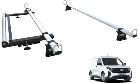 TITAN WorkReady Van Roof Rack 2 Bars - Compatible Fittings to fit a Ford TRANSIT COURIER NEW SHAPE 2024-onward) With Rear Roller