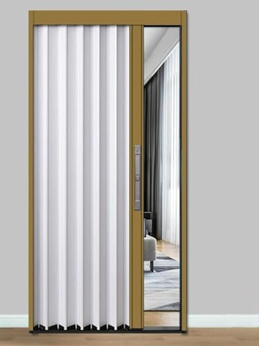 Porte Accordéon Interieur Coulissante Pliante Portative, Porte Télescopique À Volet Roulant, Porte De Placard Coulissante Avec Poulie Silencieuse Sans Entretien Adaptée(WxH 34x80in/86x203cm)