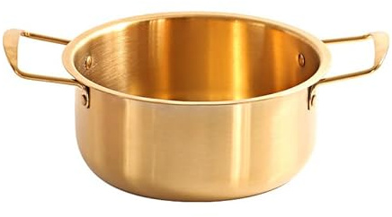 Small Copper Saucepans Korean Ramen Pot,Stainless Steel, Soup with Double Handle,Fast Heating Noodle