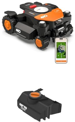 WORX Vision Cloud 4WD WR341E Robot Tondeuse 1000 m² sans Fil périphérique + Cut-to-Zero (évitement d'obstacles par IA, Navigation VSLAM + RTK Cloud, Pente de 84%, cartographie Auto, contrôle Via app)