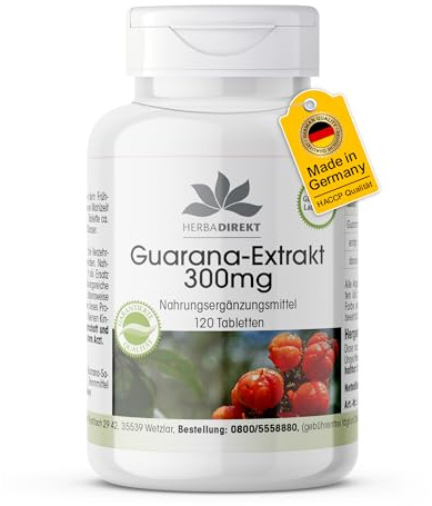 Guarana Extrakt aus 1200mg - Guarana - 120 Tabletten - vegan | HERBADIREKT by Warnke Vitalstoffe - Deutsche Apothekenqualität