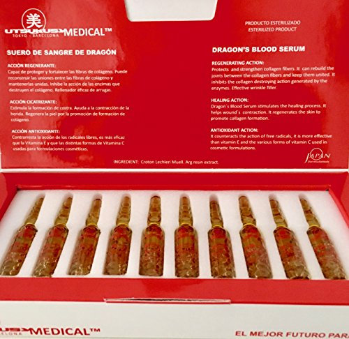 Dragon Blood Serum - steriles Serum ideal für Microneedling mit Dermapen bzw. Dermaroller o. nach einem Peeling - Anti-Aging/Anti-Falten Behandlung - 10 Wirkstoff-Ampullen mit 2 ml