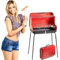 Bakaji Barbecue a Carbone Carbonella Richiudibile in Valigetta Altezza Griglia di Cottura in Acciaio e Regolabile Dimensioni 50x36x81cm Campeggio picnic (rosso)