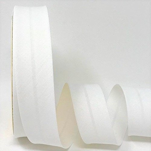 Byetsa Schrägband aus Baumwollmischgewebe, 30 mm, auf 25 m Rolle, Weiß