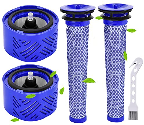 Rebirthcare v6 filter for dy.son v6 absolute animal sv05 sv06 sv09 vacuum | 2 pack hepa post filters & pre filters replace part# 966741-01&965661-01