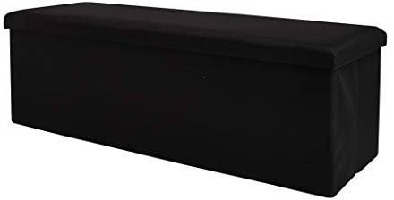 Zuvo Ottomane Aufbewahrungsbox - 110 x 38 x 38 cm - Faltbarer Stoffhocker Stuhl | Ottomane Pouffe Stühle für bis zu 300 kg, für Schlafzimmer, Flur, Wohnzimmer - Schwarz