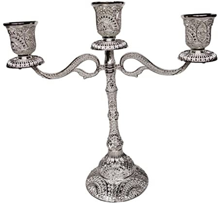 Baoblaze Vintage Kerzenleuchter 3/5-flammig Kerzenständer Leuchter, 3-armig Silber