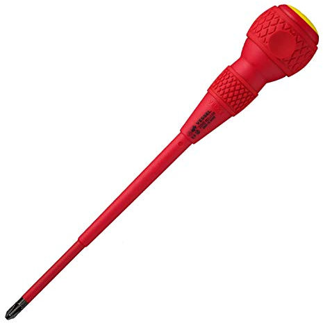 VESSEL Screwdriver Ball Grip VDE (Insulated) PZ2x150, Red-Yellow