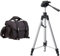 Amazon Basics 60-Inch Lightweight Tripod with Bag & Large shoulder bag for camera and accessories, Black with grey interior