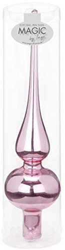 Inge-glas Christbaumspitzen 26cm | Weihnachtsbaumspitzen matt glänzend Baumspitze Spitze Christbaumschmuck (Pink Blush rosa Glanz)