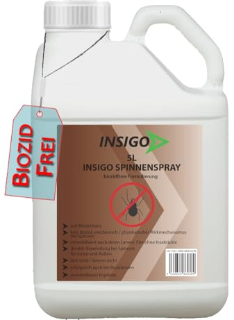 NEU Biozidfreie Spinnen Abwehr 5L – Mittel zum Spinnen abwehren – Spinnen Spray – Fleckenfrei – Spinnenmittel INSIGO