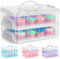 SG Traders Cupcake Carrier with Handle, 2 Tier Cupcake Box Bake Cake Holder, 24 Muffin Cases Stackable Cake Caddy, Baking Cupcake Boxes Cupcake Cases, Plastic Storage Box with Adjustable Compartments