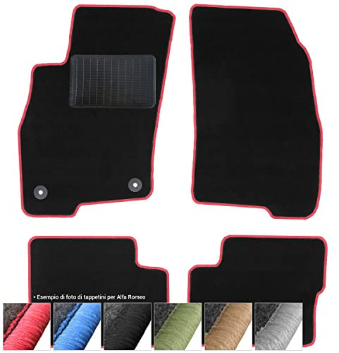 moto-MOLTICO Tappetini Auto Set di Tappeti in Moquette su Misura per Alfa Romeo Mito 2008-2018 (Filo Rosso)