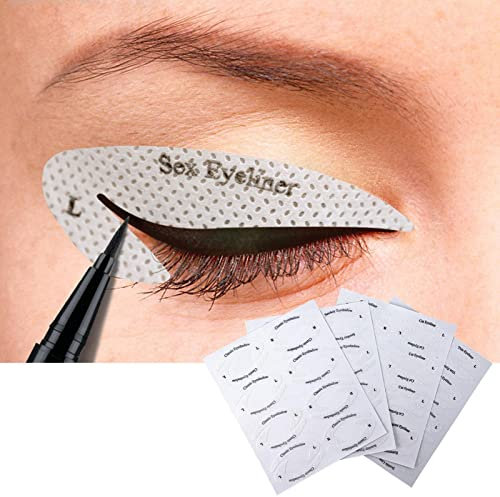 4pcs Cat Eyeliner Eyeshadow Stencil Stickers, Eyeliner Eyebrow Stencils Stickers & Eyeshadow Stamp Pads Stencils Stickers Kit, All in Eye Makeup Tool Cat Winged Eyeliner Tape for Eye Make up